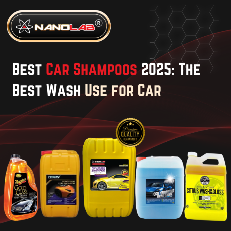 Top car wash Shampoo brands in Malaysia including Nanolab, Triion, Meguinars, Dr Chemist and Genix.